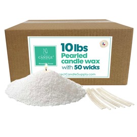 Snow Pearled Candle with Wicks | Sand Candle Wax kit | 10lbs of Candle Sand with 50 Wicks Included | Unscented Powder Candles for Candle Making, Weddings, and Parties