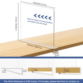 HBlife 12 Inches Tall [Extra Tall Version] Clear Shelf Dividers, 10 Pack Purse Organizer for Closet Perfect for Sweater, Shirts, Handbags, Acrylic Adjustable Bookshelf for Organization