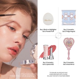 Flower Knows Strawberry Rococo Embossed Blush;Berry Matte Finish;Buildable & Blendable Powder Blush for cheeks,Highly Pigmented;Natural Flush for All Skin Tones(G02 Little Cranberry,4.6g)