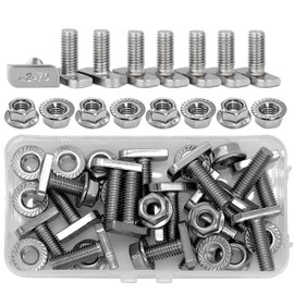 ZHIYUQL Pack of 16 Hammer Head Screws M8 x 25 mm Stainless Steel A2-70 with 16 Hexagonal Locking Tooth Nut M8 for PV Modules Photovoltaic Aluminium Profile Greenhouse Solar Mounting Rail