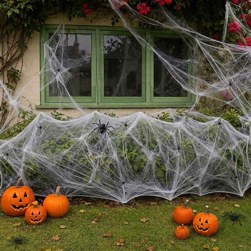 Hzxy Halloween Decorations Spider Web, 200g Halloween Cobwebs + 40