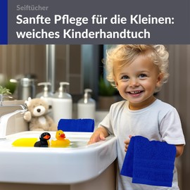 Lashuma Terry Cloth Wash Cloth Set 30 x 30 cm, London Set of 2 Mini Hand Towels Azure Blue, Soft Children's Towel Made of Cotton