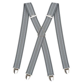 Pierrot Braces for Men Wide Made in Germany / France - Ultra Strong Elastic Band & 4 Extra Strong X-Clips - Adjustable Length up to 130 cm - Lifetime Guarantee, grey and blue