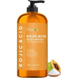 Jabón de ácido kójico para la hiperpigmentación – Gel de baño de papaya kójica para aclarar la piel – El jabón para manchas oscuras reduce el acné, las cicatrices y unifica el tono de la piel – Gel