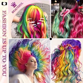 Sofeiyan Colored Hair Extensions Straight Hairpiece 22 Inch 10 Pcs Colorful Clip in Hair Extensions Synthetic Colored Party Highlights for Women, Purple