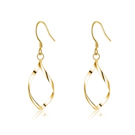 SLUYNZ Solid 925 Sterling Silver Hollow Curve Earrings Hanging for Women Teens Spiral Linear Earrings Drop Hook Earrings, Sterling Silver, No Gemstone