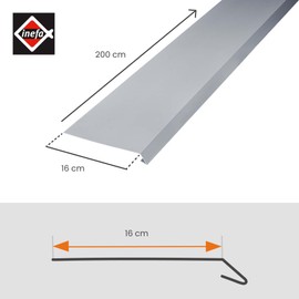 INEFA Roof Strip for Gutter, Edged on One Side, 2 m, Grey Gutter Hinge with Water Fold, Made of PVC-U, Gutter Accessories, Made in Germany