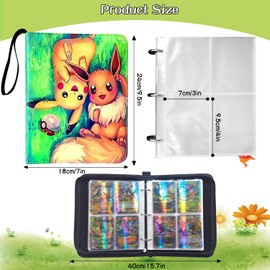 Trading Card Album, Scrapbook for Toy Cards, Cards Scrapbook for GX VMAX V, Card Folder Book, 4 Pockets, 50 Pages, 400 Cards Capacity Trading Cards Album (Green)