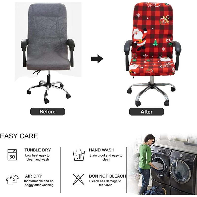 ACOFRR Chritmas Office Chair Covers Universal Protective Stretchable Slipcover for