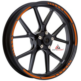 Autodomy Wheel Rim Sticker, Complete Set for 2 Wheels from 15 to 19 Inches, Sport Design, Orange
