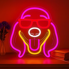Dog Neon Sign for Wall Decor, Pet LED Light with USB Power and Dimmer, Animal Wall Light for Bedroom Game Room Man Cave Bar, Birthday Gift for Dog Lovers