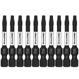 GRENPRO Screwdriving Power Bits T15-2IN*10pcs,Torx Head Bit Set,High Impact Tough Magnetic #15 1/4 Inch Hex Shank S2 Alloy Steel Star Bits Set,2" Long Drill Bit