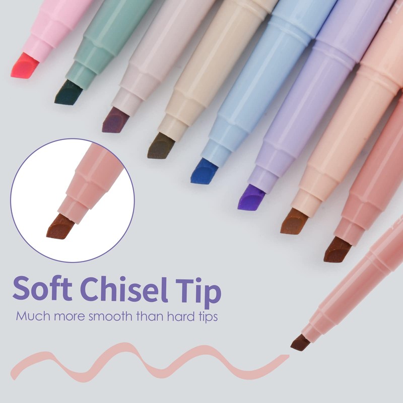YISAN Pastel Highlighters,Soft Chisel Tip Bible Highlighter Pens No Bleed