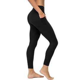 Conceited Active 7/8 Leggings with Pockets for Women – High-Rise Leggings for Women Tummy Control, Soft Brushed Fabric, and 25” Inseam – Perfect for High-Intensity Workouts - Black - L