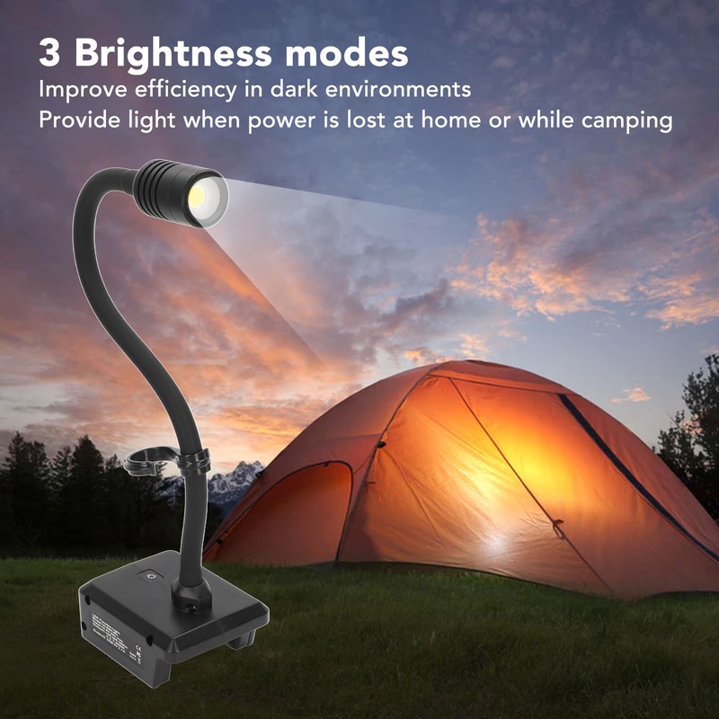 Gooseneck Work Light LED Cordless Lamp Rechargeable 2 USB Ports
