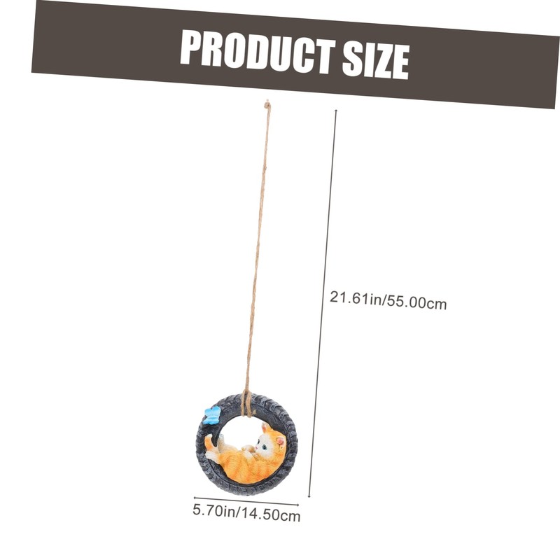 Outanaya Cat Figurine Kitten Lying in Tire Desktop Cat Ornament