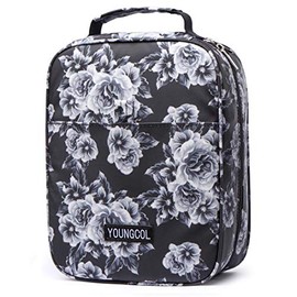 YOUNGCOL Colored Pencil Organizer Case Holds 150 Pencils or 100 Gel Pens Large Capacity Slots Pencil Holder (Black&White Flower)