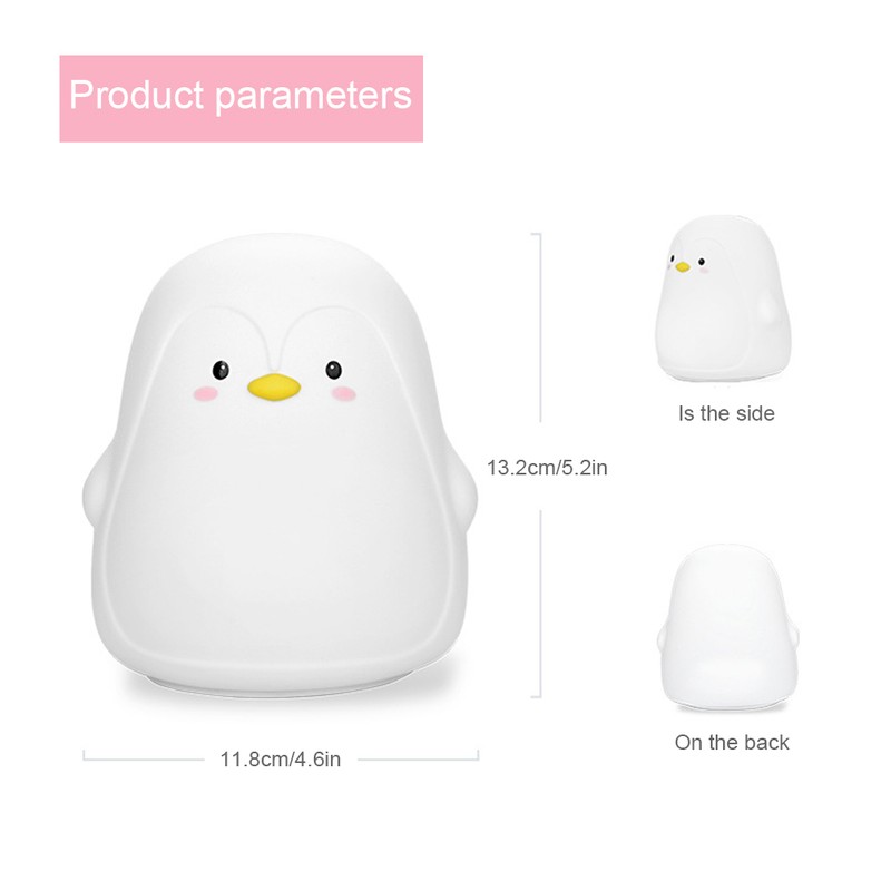 Soft Silicone Penguin Night Lights for Kids 7 Color LED
