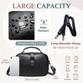 Kasqo Crossbody Bag for Women,Small Cross Body Purse Vegan Leather Ladies Shoulder Bag Handbags with Shoulder Strap,Black