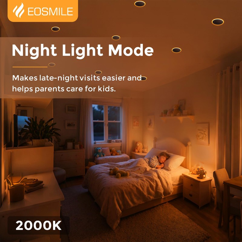 EOSMILE 6 Pack Black Recessed Lighting with 4 Inch Night