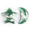 SMQ Moss Agate Moon Star Shaped Worry Stone Healing Crystal