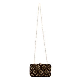 Hand Crafted Designer Box Clutch For Women, Zari Embroidery Clutch For Women/Hand Clutch For Women (Black-1)