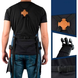 U Chef Delantal de Cocina y Trabajo, Delantal de Chef, Mandil de Bartender con Correas cruzadas en la espalda para hombres y mujeres (Azul)