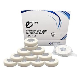 Endure Hypoallergenic Premium Soft Cloth Medical Tape, Adhesive Flexible Breathable, Latex Free Cloth Medical Tape, Pack of 12 (1/2 Inches Width x 10 Yards Length)