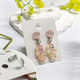 SULIUDAJI 6 Pairs of Clip Earrings for Children and Girls, Clip-On Earrings for Girls, Magnetic Earrings, Unicorn Flower Princess Earring Set