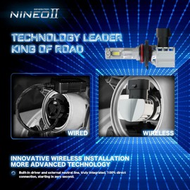 NINEO 9005 Bulbs, Wireless Hb3 Light Bulb 9005 Fog Lights 600% Super Bright 6500K Plug&Play Fog Lamp - Pack of 2