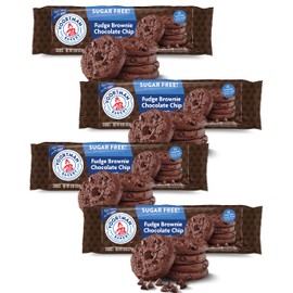 Voortman #1 in U.S. Sugar Free Fudge Brownie Chocolate Chip Cookies (Pack of 4) Baked With Real Cocoa