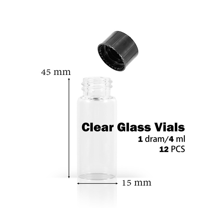 1st Choice Glass Vials, 1 Dram 4ml, Pack of 12