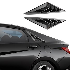 XYHGM for Hyundai Elantra 2021 2022 2023 Exterior Accessories Sporty Car Rear Side Window Louvers Air Vent Scoop Shades Cover Trim Blinds 2PCS(Bright Pitch Black)