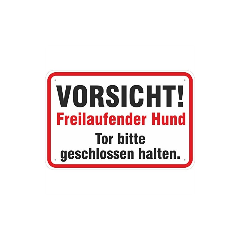 Sign Caution Freilaufender Hund Tor geschlossen halten 300 x 450