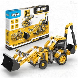 Engino: Creative Builder - 3-in-1 Backhoe Loader - Multimodel Vehicle Brick Set, Machinery Series, Snap Assembly, Engineer Construction, STEM, Kids 6+