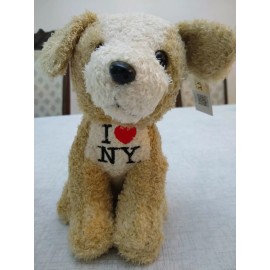 TORKIA POODLE MIX DOG WHITE AND BROWN I LOVE NY SOUVENIR NEW YORK stuffed animal doll