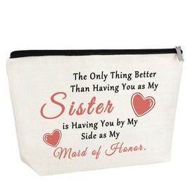 Gfhzdmf Bridesmaid Proposal Gifts Makeup Bag Bridesmaid Gifts for Bestie Sister Friend Sister-in-Law Bridal Party Bachelorette Cosmetic Bag with Zipper Wedding Gift from Bride Travel Pouch