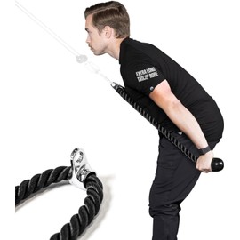 Bells of Steel Extra Long Tricep Rope Cable Attachment | Tricep Rope Attachment for Bicep and Tricep Training | Carabiner Compatible Triceps Rope, 54in Thick Rope Length