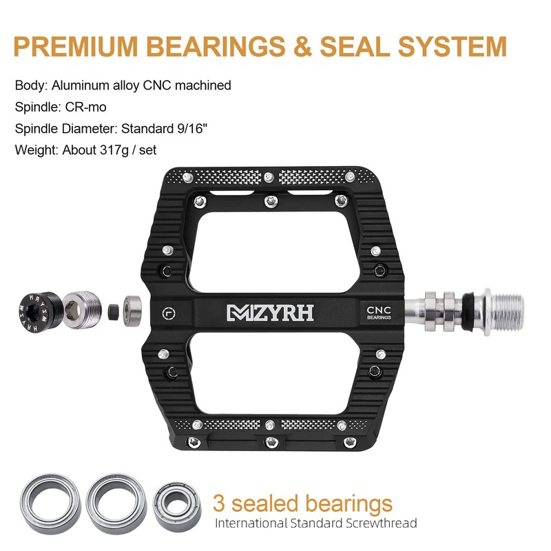 MZYRH Road/Mountain Bike Pedals MTB Pedals Bicycle Flat Pedals 3
