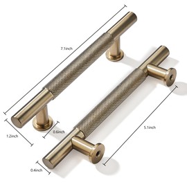 khtumeware 10 Pack 5 Inch(128mm) Drawer Handles Knurled Antique Champagne Bronze Cabinet Pulls Drawer Pulls Kitchen Hardware Kitchen Handles for Cabinets Cupboard Handles