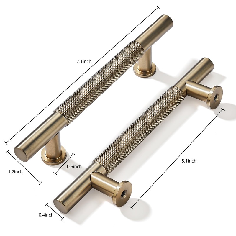 khtumeware 10 Pack 5 Inch(128mm) Drawer Handles Knurled Antique Champagne