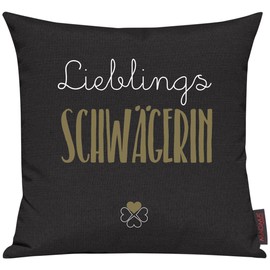Shirtinstyle Sofa Cushion Motif Typo Kuschelidee Lieblingsmensch Favourite Sister-in-Law Cushion Sofa Decoration Gift Family Love Colour Black