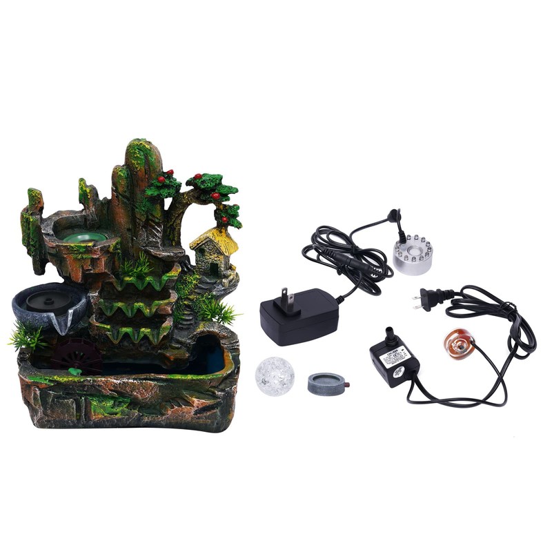 Rockery Fountain Indoor Tabletop Water Fountain Desktop Mountain Cascading Waterfalls