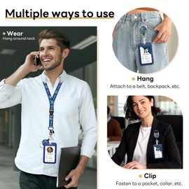 Handlein Retractable Badge Holder with Detachable Lanyard, Heavy Duty ID Badge Reel Keychain with 360-Degree Rotating Carabiner Clip, Cute Card Protector for Women, Nurses, Officers (Cute Turtle)