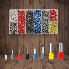 Set of 1200 terminals, end caps for crimping, terminals in various sizes from 0.25 to 10 mm², cable lugs made of PVC, connectors for crimping the cable ends