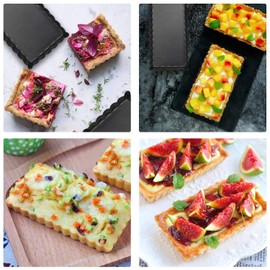 Mini Tart Pan, Beasea 4 Inch 6pcs Rectangle Tart Pan Mini Pie Pan Removable Bottom Nonstick Quiche Pans