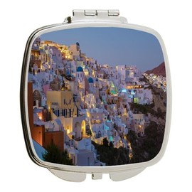 Island Gifting - Image of Oia Santorini during Sunset in Greece - Square Compact Mirror - Travel Mirror