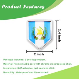 Newperlite Guatemala Flag Decal Sticker Car Emblem Guatemalan Flag Car Decoration Accessories Chrome Shield for Truck Vehicles Cars, 2 Pack