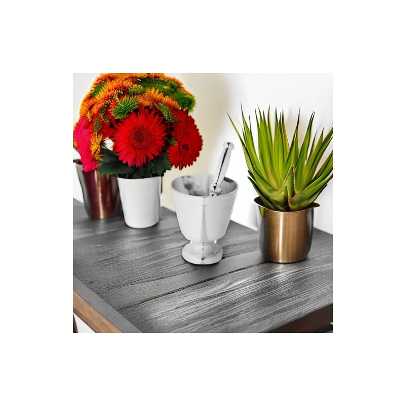 Uniware Heavy Gauge Aluminum Mortar and Pestle Set with Non-Slip