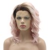 Lace Front Synthetic Wig Medium Length Wavy 14inch Dark Root